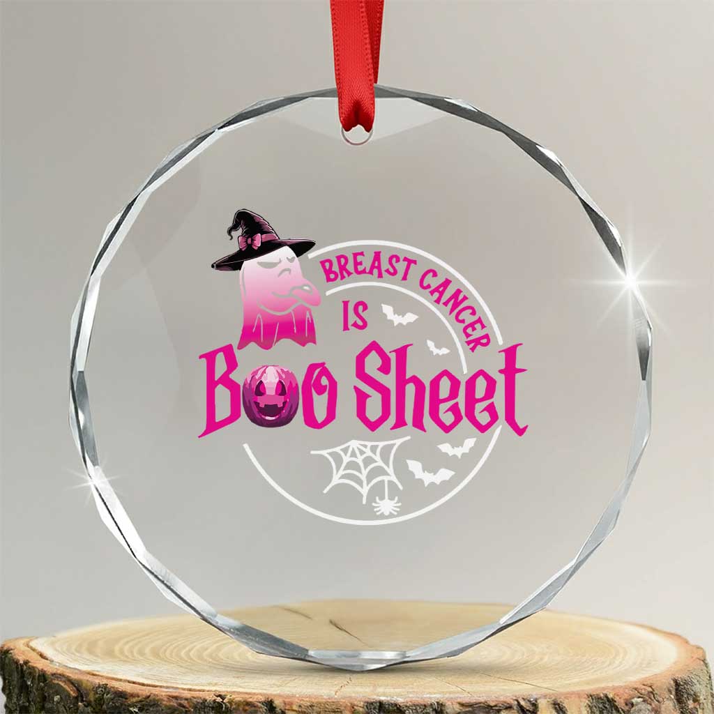 Breast Cancer Is Boo Sheet Crystal Glass Ornament October Ghost Pink Ribbon - Wonder Print Shop