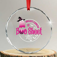 Breast Cancer Is Boo Sheet Crystal Glass Ornament October Ghost Pink Ribbon - Wonder Print Shop