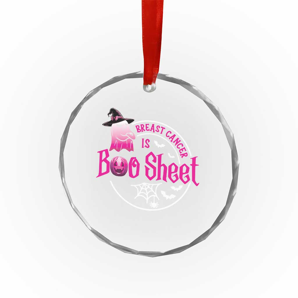 Breast Cancer Is Boo Sheet Crystal Glass Ornament October Ghost Pink Ribbon - Wonder Print Shop