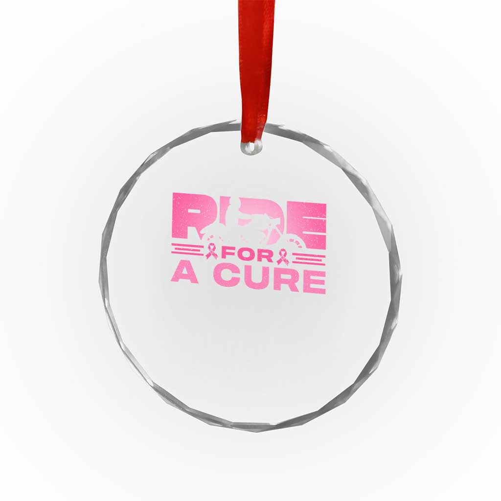 Breast Cancer Motorcycle Crystal Glass Ornament Pink Ribbon Ride For A Cure TS10