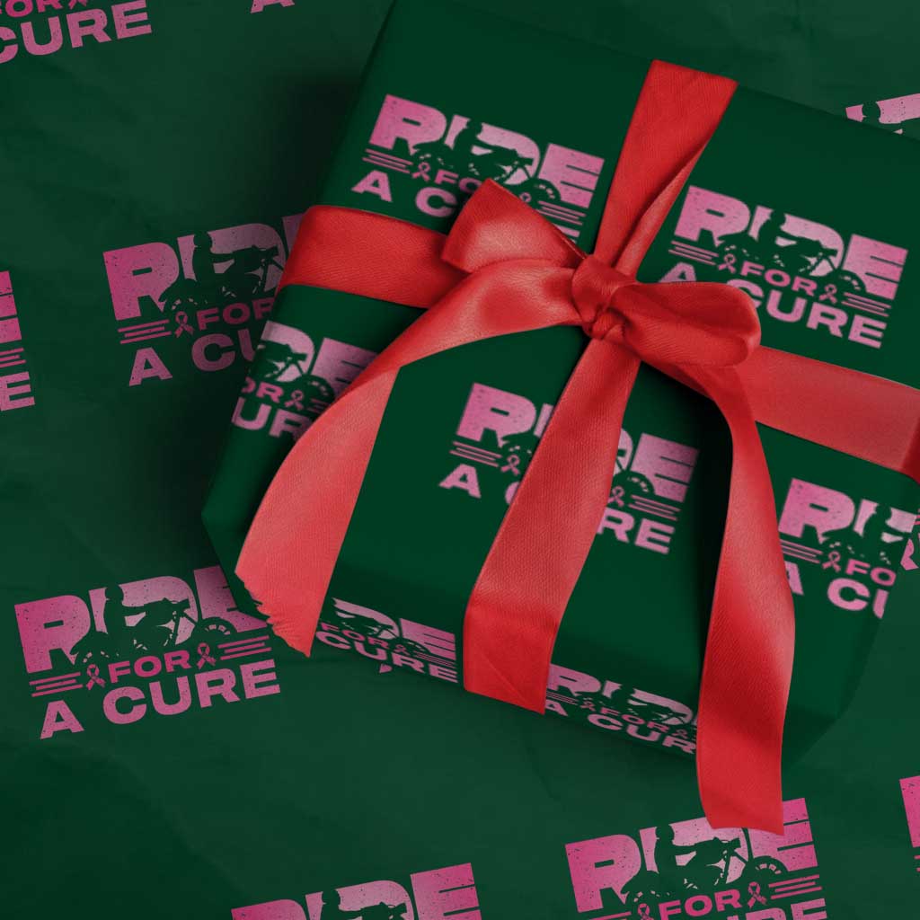 Breast Cancer Motorcycle Wrapping Paper Roll Pink Ribbon Ride For A Cure - Wonder Print Shop
