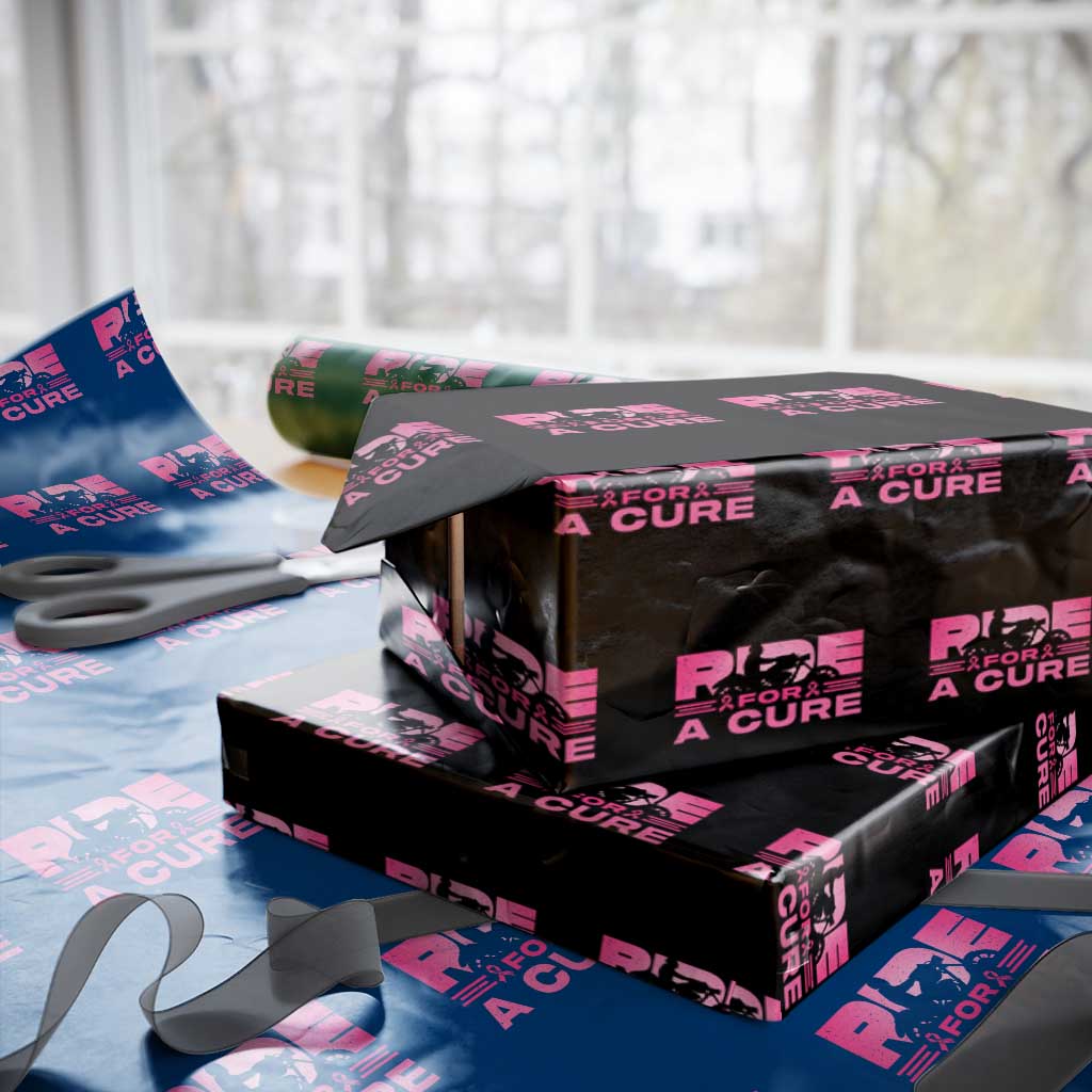 Breast Cancer Motorcycle Wrapping Paper Roll Pink Ribbon Ride For A Cure - Wonder Print Shop