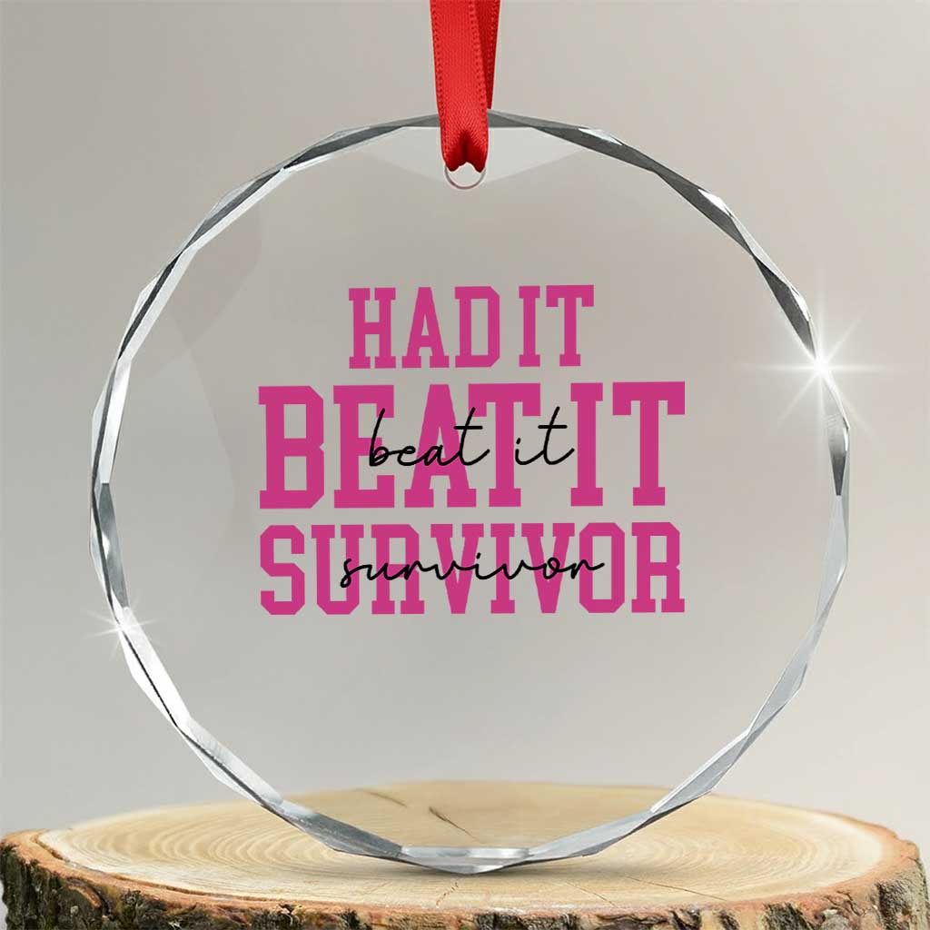 Breast Cancer Support Crystal Glass Ornament Had it Beat it Survivor Gift - Wonder Print Shop