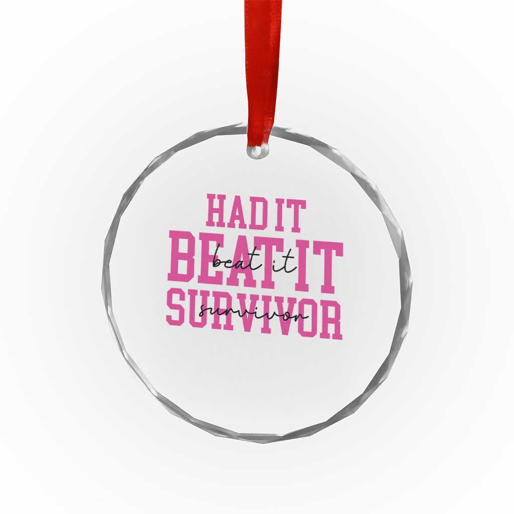 Breast Cancer Support Crystal Glass Ornament Had it Beat it Survivor Gift - Wonder Print Shop