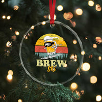 Brewski Skiing Beer Crystal Glass Ornament Funny Skiing Skier Ski Vacation Retro Sunset - Wonder Print Shop