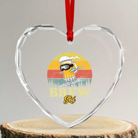 Brewski Skiing Beer Heart Crystal Glass Ornament Funny Skiing Skier Ski Vacation Retro Sunset - Wonder Print Shop