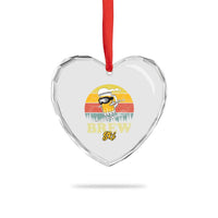 Brewski Skiing Beer Heart Crystal Glass Ornament Funny Skiing Skier Ski Vacation Retro Sunset - Wonder Print Shop