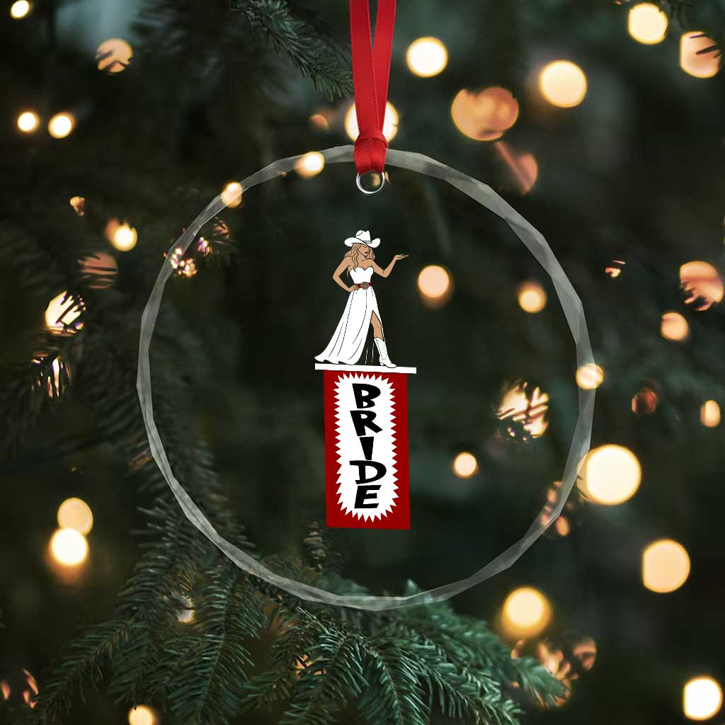 Bride Cowgirl Crystal Glass Ornament Western Rodeo Bachelorette Party Wedding TS10