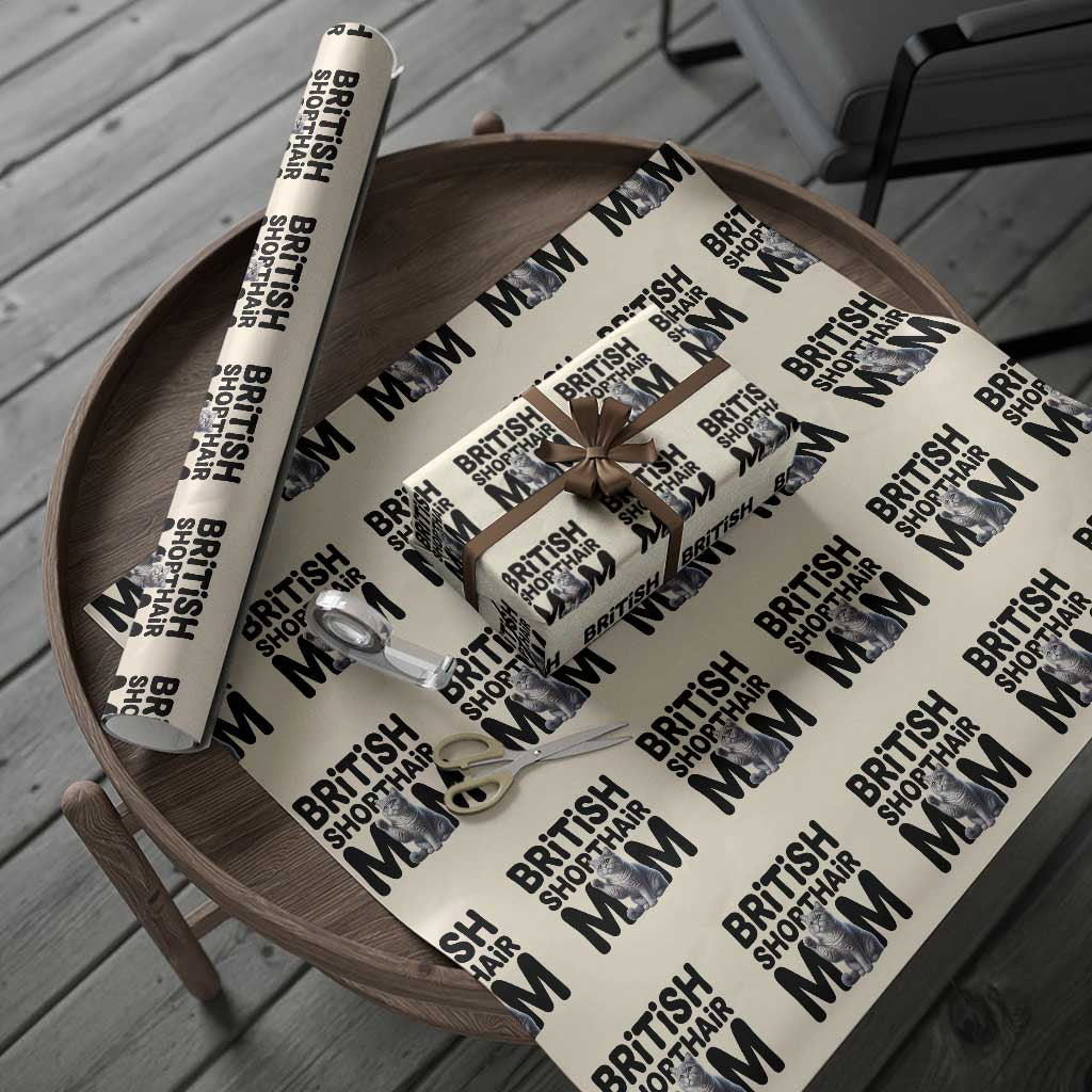British Shorthair Mom Life Wrapping Paper Roll Mothers Day Cat Mom Gift