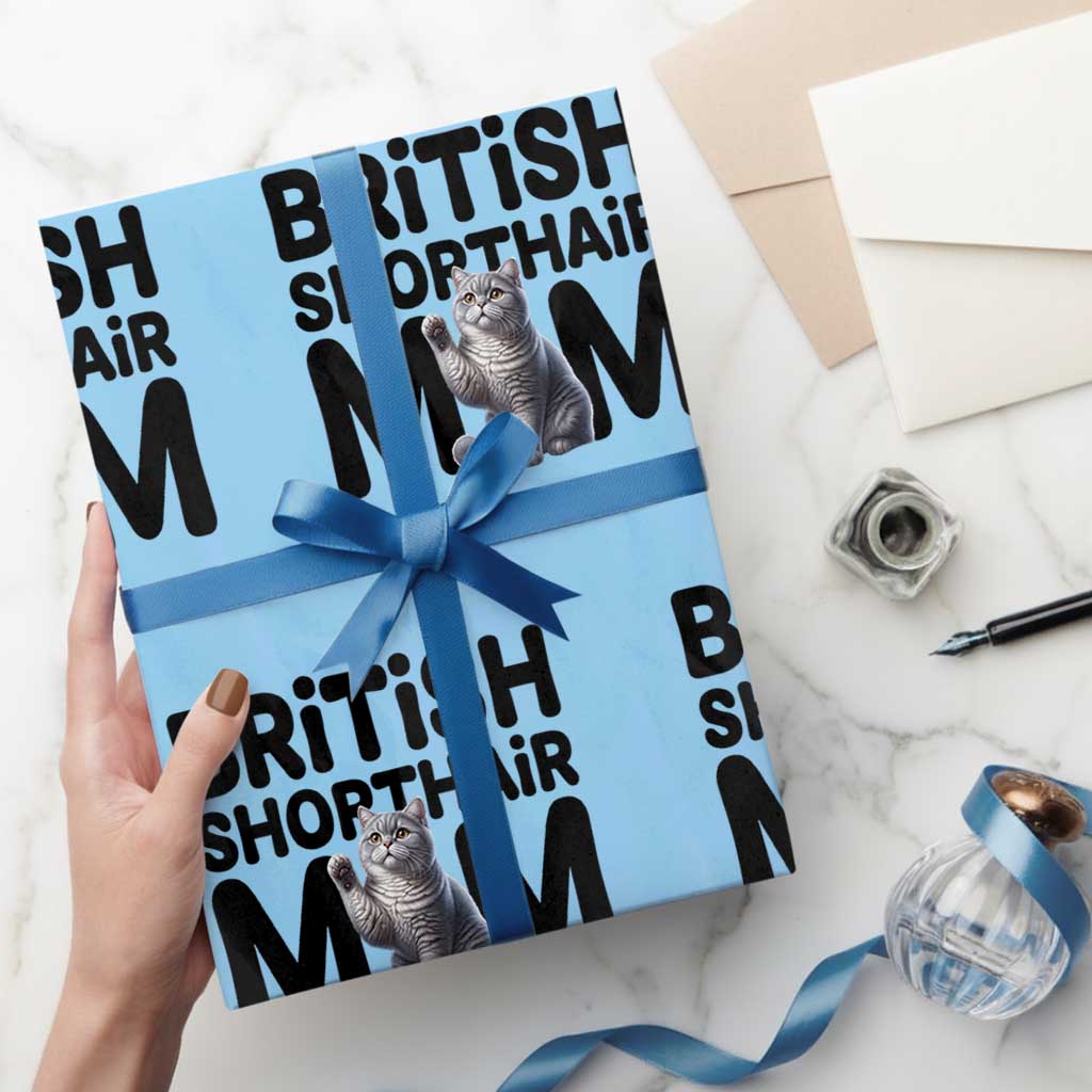 British Shorthair Mom Life Wrapping Paper Roll Mothers Day Cat Mom Gift