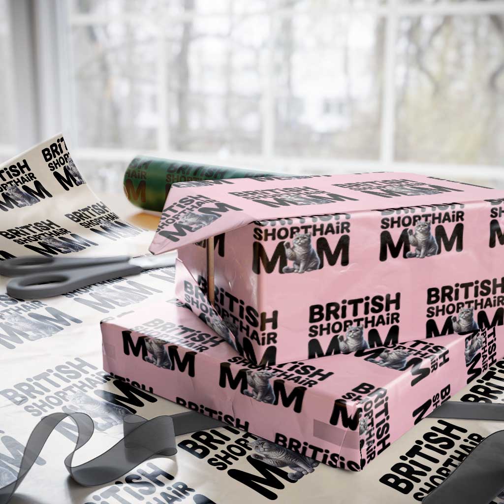 British Shorthair Mom Life Wrapping Paper Roll Mothers Day Cat Mom Gift