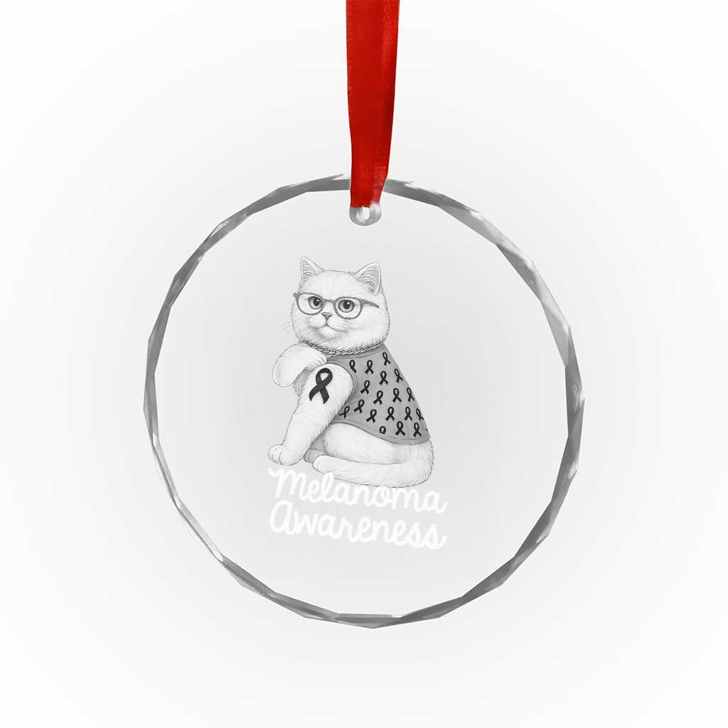 British Shorthair Skin Cancer Awareness Crystal Glass Ornament Melanoma Fighter Cat Gift
