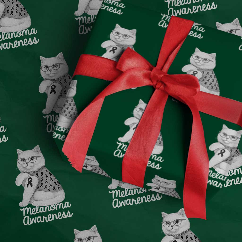 British Shorthair Skin Cancer Awareness Wrapping Paper Roll Melanoma Fighter Cat Gift