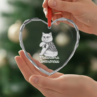 British Shorthair Skin Cancer Awareness Heart Crystal Glass Ornament Melanoma Fighter Cat Gift