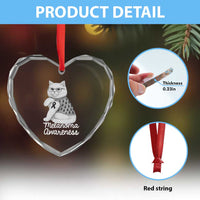 British Shorthair Skin Cancer Awareness Heart Crystal Glass Ornament Melanoma Fighter Cat Gift
