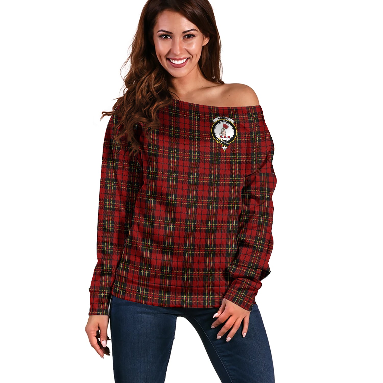 brodie-clan-tartan-off-shoulder-sweater-family-crest-sweater-for-women