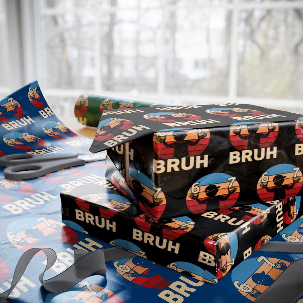 Bruh 67 Meme Wrapping Paper Roll Funny Six Seven Meme 6 7 Numbers Kid Gen Alpha - Wonder Print Shop