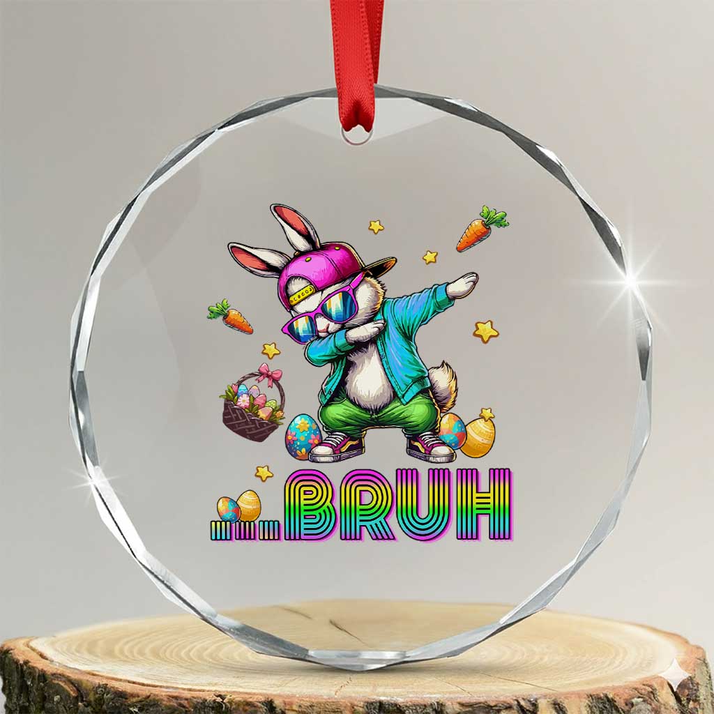 Bruh Dab Bunny Easter Crystal Glass Ornament Funny 80s Retro Vintage Party Cool Rabbit - Wonder Print Shop