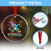 Bruh Dab Bunny Easter Crystal Glass Ornament Funny 80s Retro Vintage Party Cool Rabbit - Wonder Print Shop