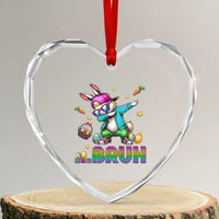 Bruh Dab Bunny Easter Heart Crystal Glass Ornament Funny 80s Retro Vintage Party Cool Rabbit - Wonder Print Shop