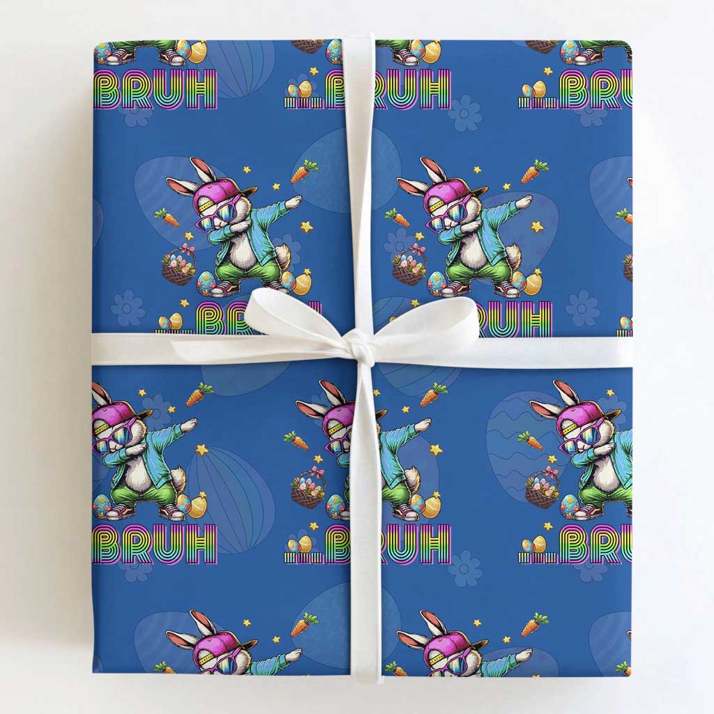Bruh Dab Bunny Easter Wrapping Paper Roll Funny 80s Retro Vintage Party Cool Rabbit