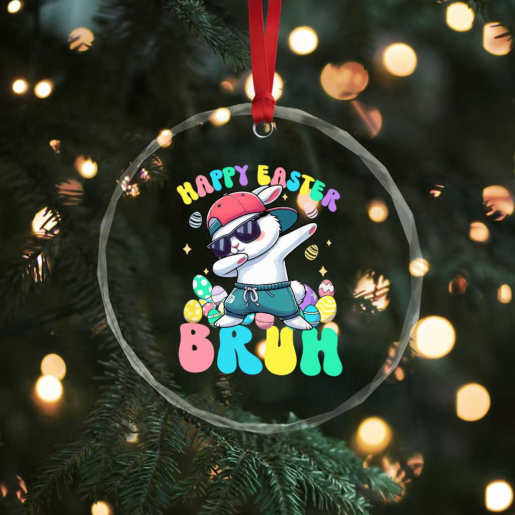 Bruh Easter Crystal Glass Ornament Funny Bunny Dab Rabbit Dance - Wonder Print Shop