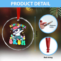 Bruh Easter Crystal Glass Ornament Funny Bunny Dab Rabbit Dance - Wonder Print Shop
