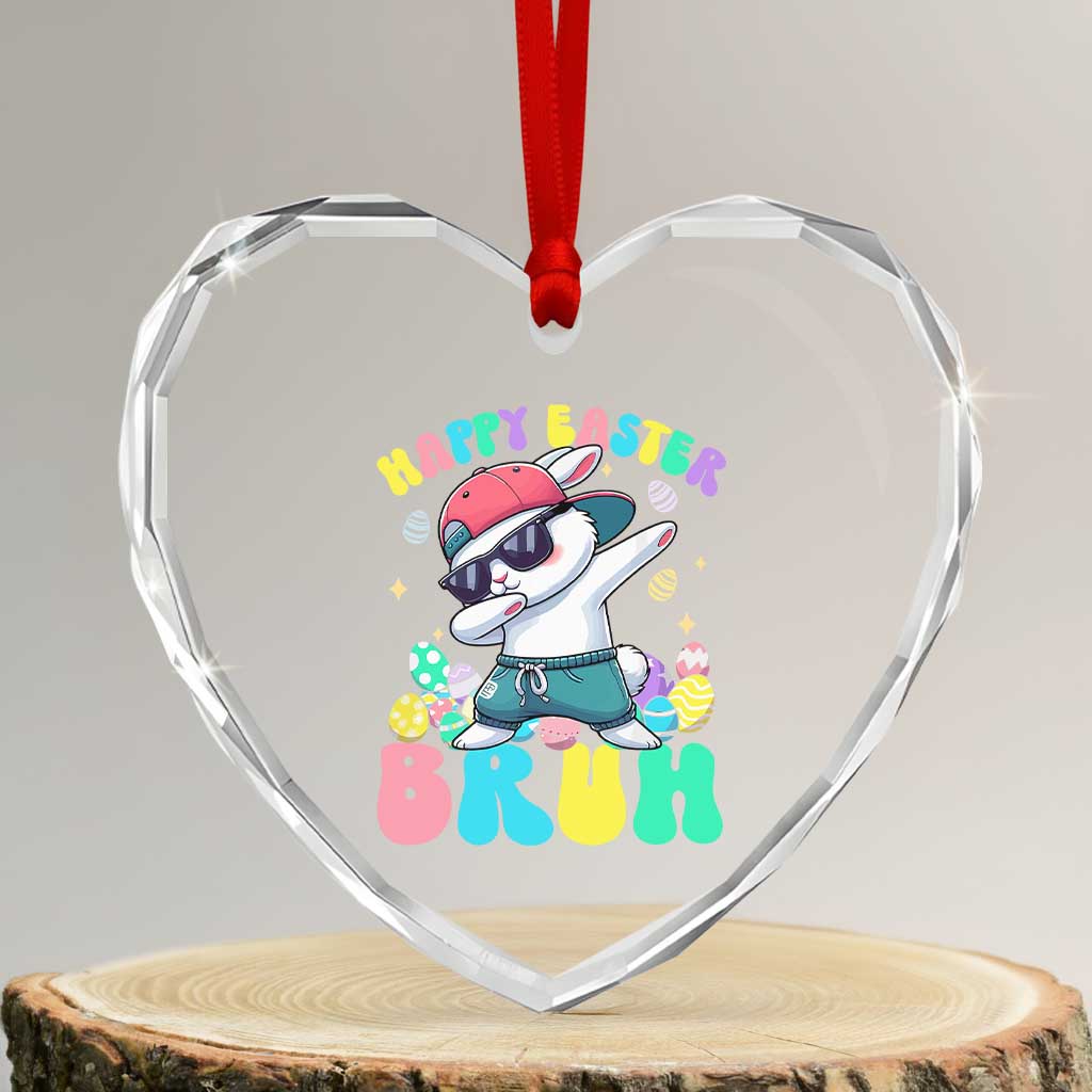 Bruh Easter Heart Crystal Glass Ornament Funny Bunny Dab Rabbit Dance - Wonder Print Shop