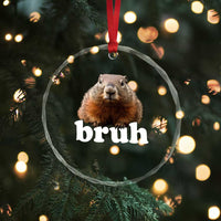 Bruh Groundhog Crystal Glass Ornament Funny Woodchuck Youth Teens Kids Slang - Wonder Print Shop