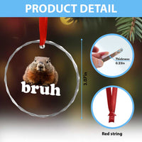 Bruh Groundhog Crystal Glass Ornament Funny Woodchuck Youth Teens Kids Slang - Wonder Print Shop
