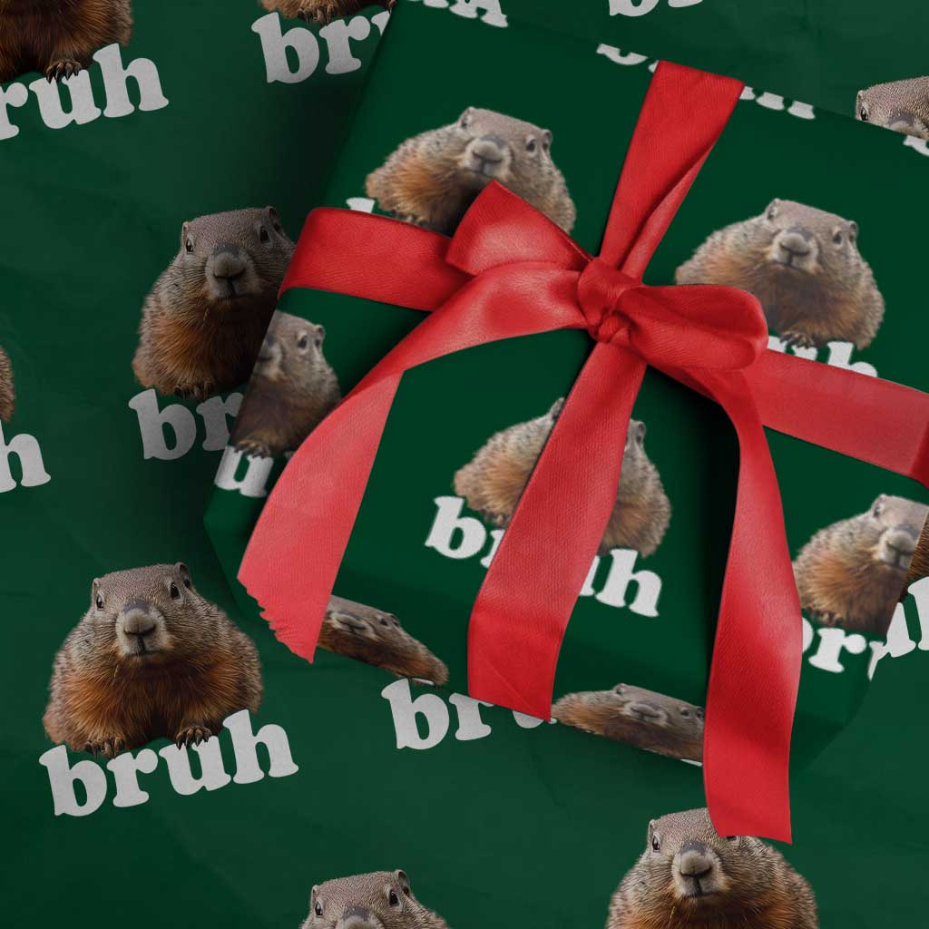 Bruh Groundhog Wrapping Paper Roll Funny Woodchuck Youth Teens Kids Slang - Wonder Print Shop
