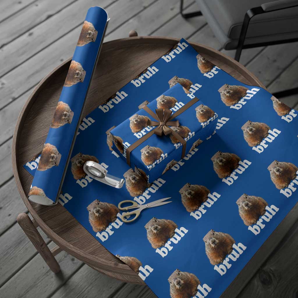 Bruh Groundhog Wrapping Paper Roll Funny Woodchuck Youth Teens Kids Slang - Wonder Print Shop