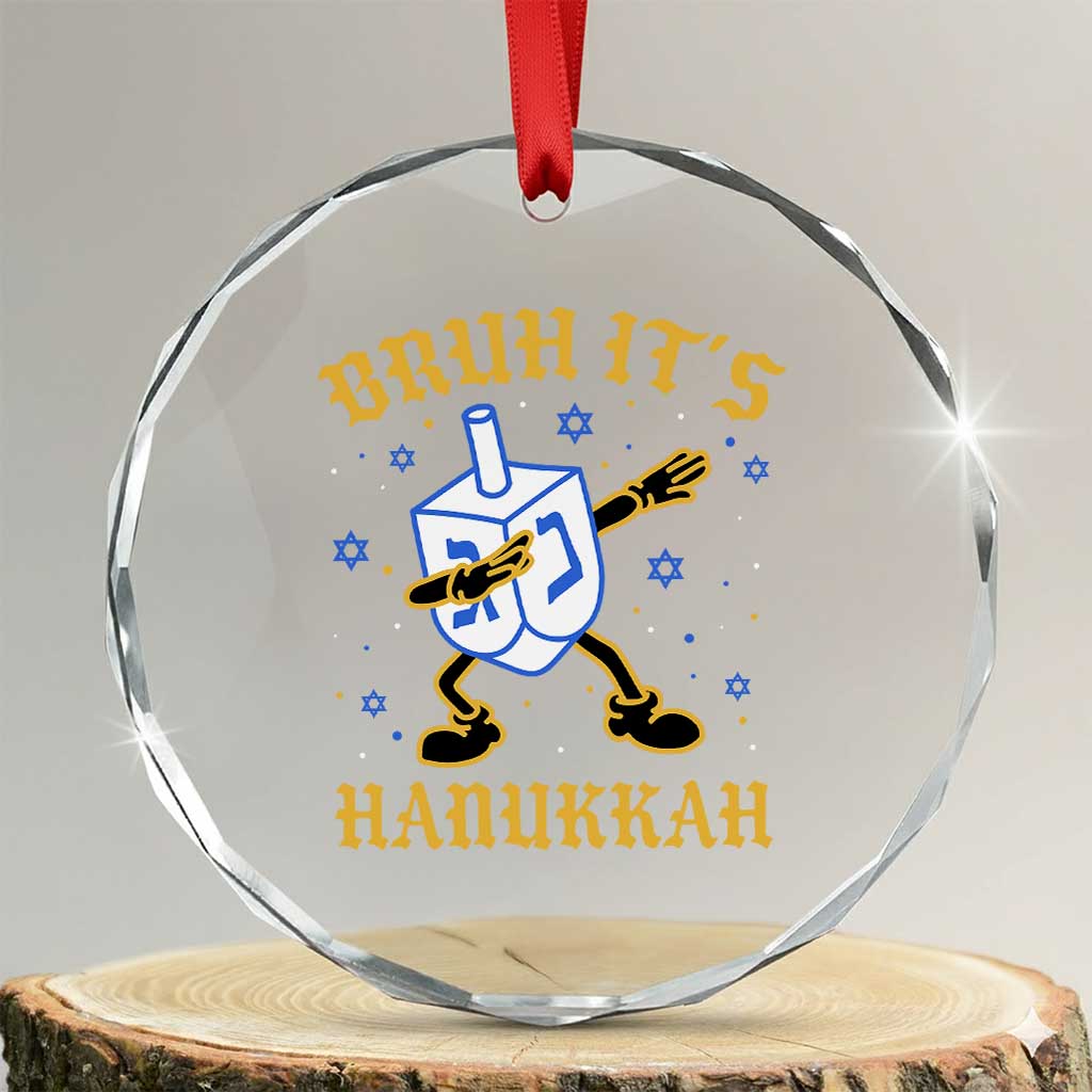 Bruh Hanukkah Crystal Glass Ornament Funny Dabbing Dreidel Love Jewish Chanukah Jew Gift - Wonder Print Shop