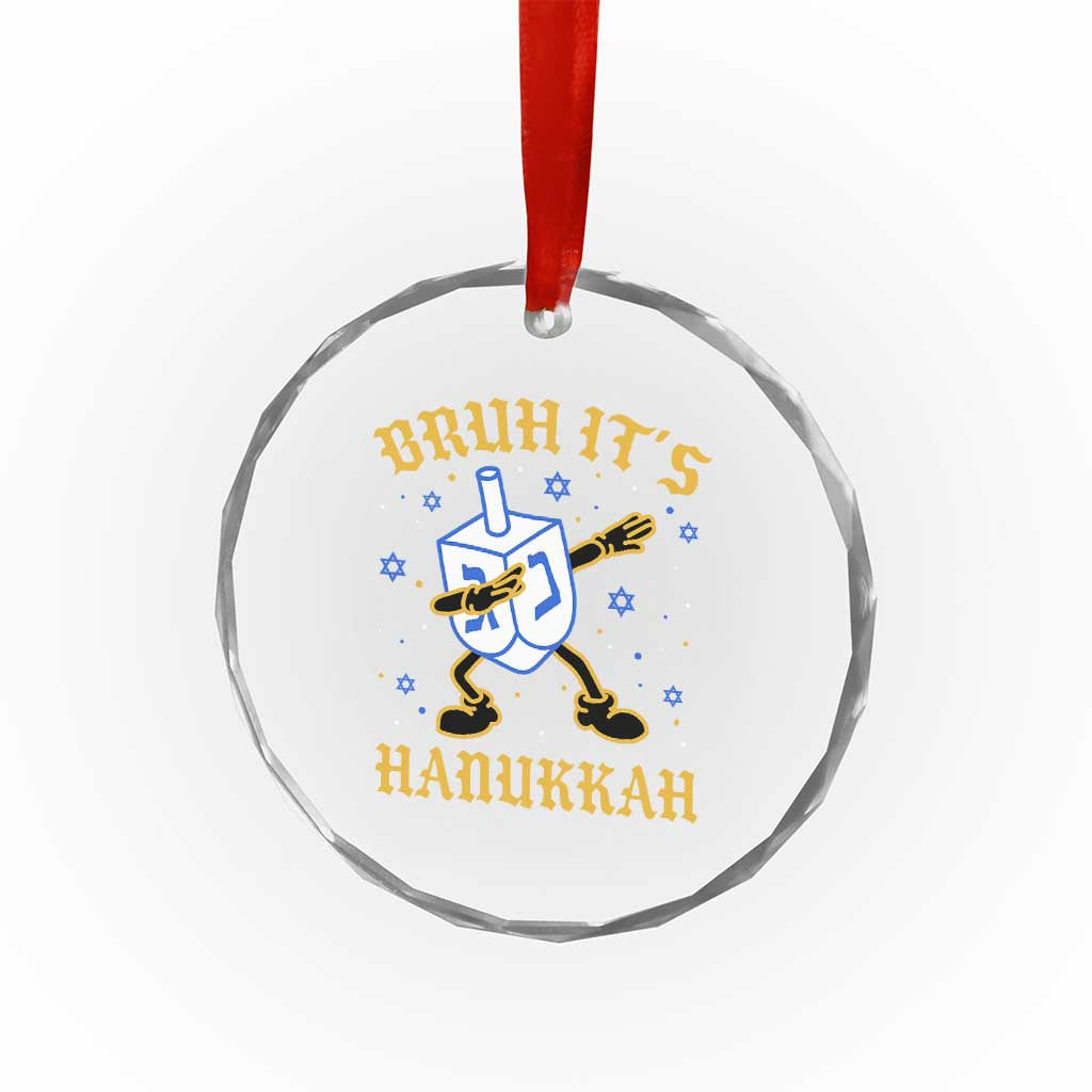 Bruh Hanukkah Crystal Glass Ornament Funny Dabbing Dreidel Love Jewish Chanukah Jew Gift - Wonder Print Shop