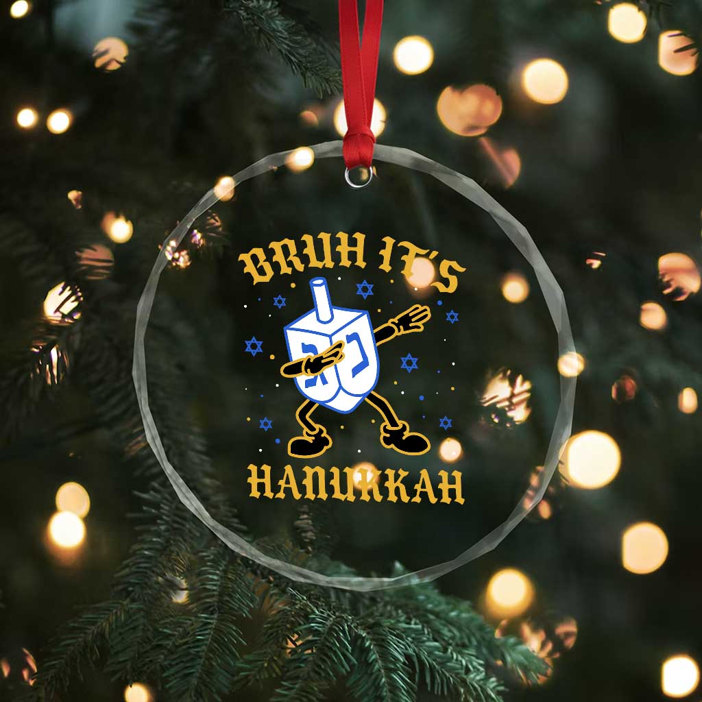 Bruh Hanukkah Crystal Glass Ornament Funny Dabbing Dreidel Love Jewish Chanukah Jew Gift - Wonder Print Shop