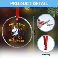 Bruh Hanukkah Crystal Glass Ornament Funny Dabbing Dreidel Love Jewish Chanukah Jew Gift - Wonder Print Shop