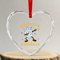 Bruh Hanukkah Heart Crystal Glass Ornament Funny Dabbing Dreidel Love Jewish Chanukah Jew Gift - Wonder Print Shop