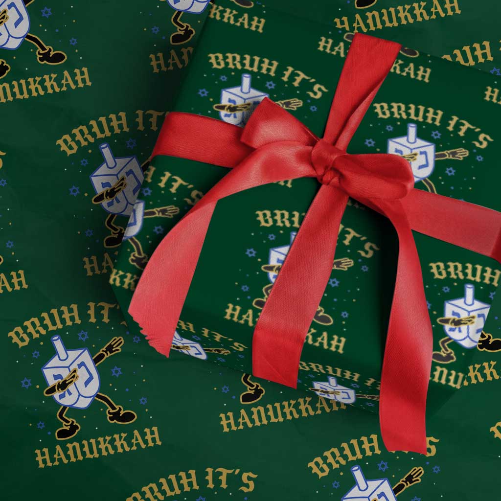 Bruh Hanukkah Wrapping Paper Roll Funny Dabbing Dreidel Love Jewish Chanukah Jew Gift - Wonder Print Shop