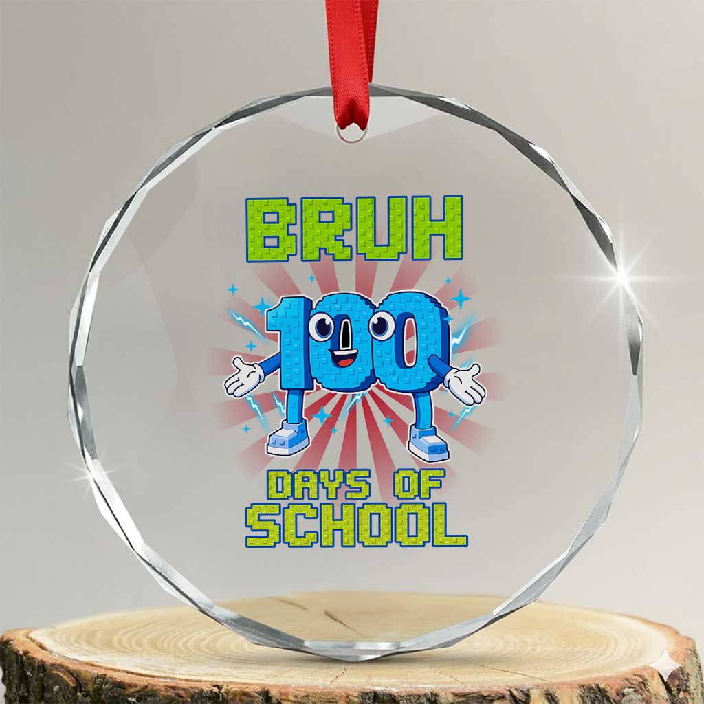 Bruh I Survived 67 33 Days Of School Crystal Glass Ornament Funny 100th Days of School 67 Game Meme - Wonder Print Shop