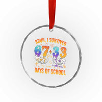 Bruh I Survived 67 33 Days Of School Crystal Glass Ornament Funny 100th Days of School Teacher 67 Drip - Wonder Print Shop
