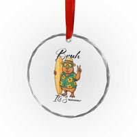 Bruh Its Summer Crystal Glass Ornament Funny Capybara Surfer Beach Vacation Gift