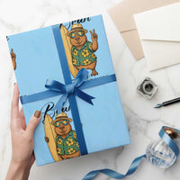 Bruh Its Summer Wrapping Paper Roll Funny Capybara Surfer Beach Vacation Gift