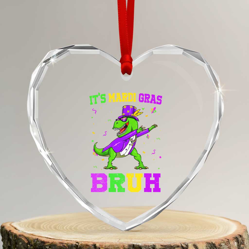 Bruh Mardi Gras Heart Crystal Glass Ornament Dinosaur Meme New Orleans Party Custume Beads - Wonder Print Shop