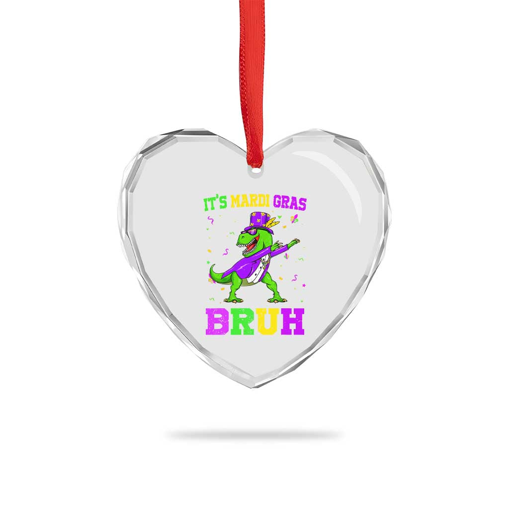 Bruh Mardi Gras Heart Crystal Glass Ornament Dinosaur Meme New Orleans Party Custume Beads - Wonder Print Shop