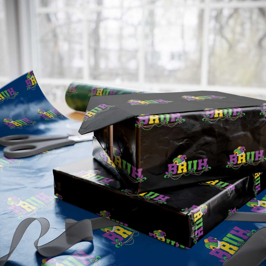 Bruh Mardi Gras Wrapping Paper Roll Carnival New Orleans Trip Parade Outfit Teens Boys Kids - Wonder Print Shop