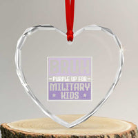Bruh Purple Up For Military Kids Heart Crystal Glass Ornament Support Military Kids