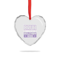 Bruh Purple Up For Military Kids Heart Crystal Glass Ornament Support Military Kids
