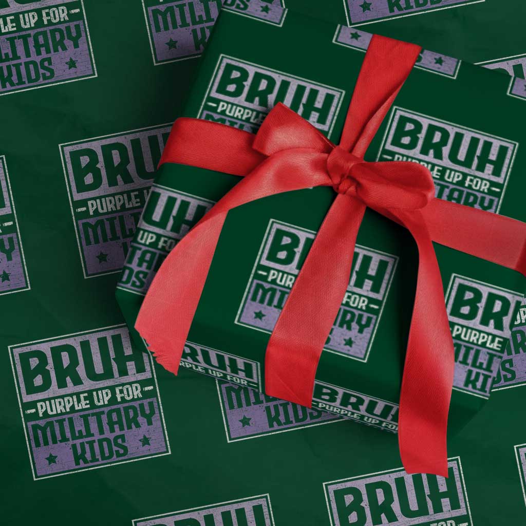 Bruh Purple Up For Military Kids Wrapping Paper Roll Support Military Kids
