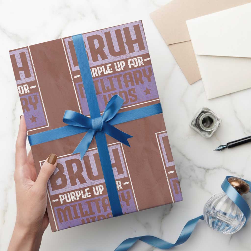 Bruh Purple Up For Military Kids Wrapping Paper Roll Support Military Kids