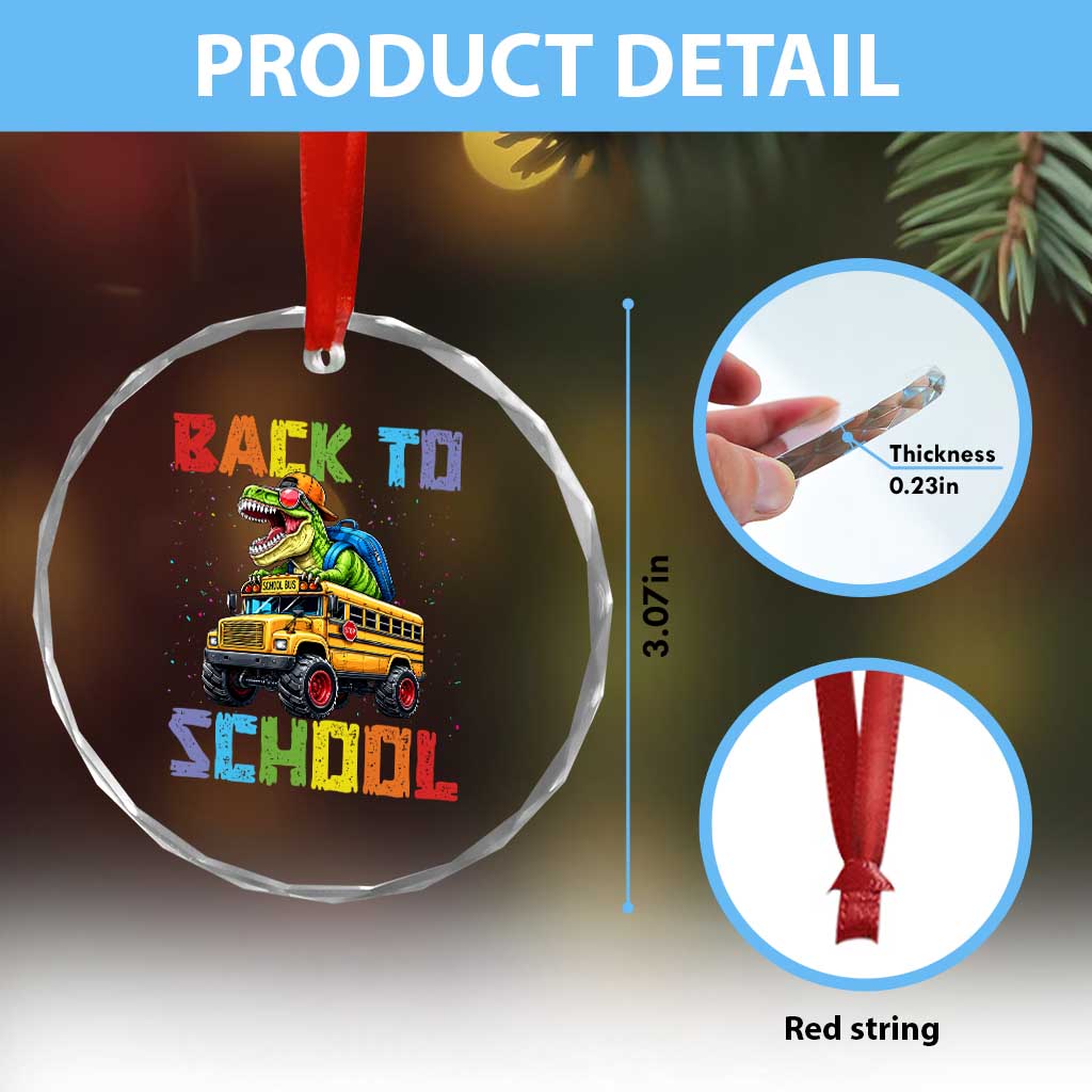 Bruh We Back Crystal Glass Ornament Funny Dinosaur Back To School Dinosaur